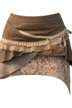 Y2K Low Waist Patchwork Vintage Mini Skirt - Irregular Bandage Lace Streetwear Grunge Outfit