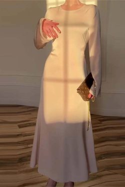 Y2K Maxi Dress Silk Satin Flare Sleeve Lace Up Slim Skirt - Sexy Chic Evening Party Outfit