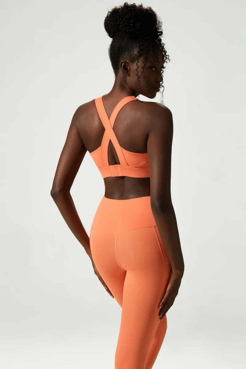 Y2K Orange Sports Bra Top - Retro 90S Grunge, Summer Y2K Outfits, Popstar & Club Fashion