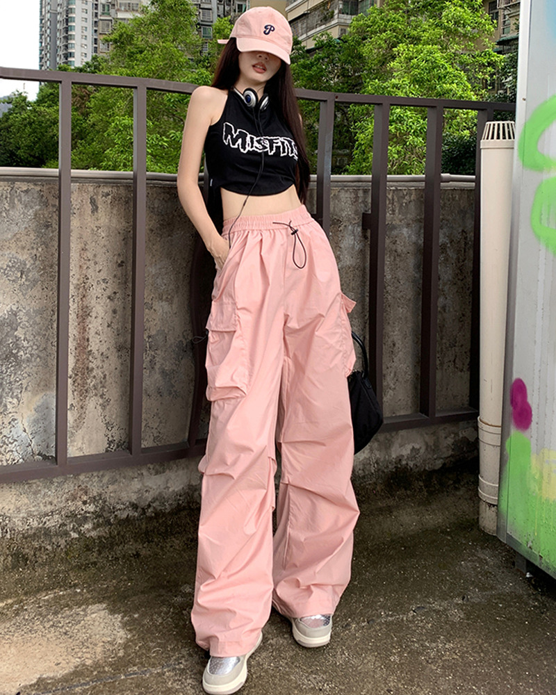 Y2K Pink Parachute Pants - 90S Grunge, Retro Summer Outfits, Y2K Club & Party Fashion