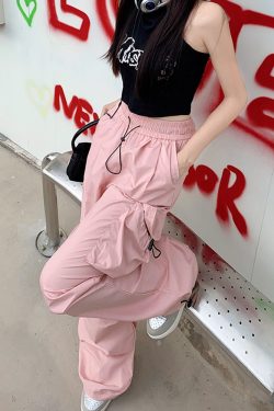 Y2K Pink Parachute Pants - 90S Grunge, Retro Summer Outfits, Y2K Club & Party Fashion