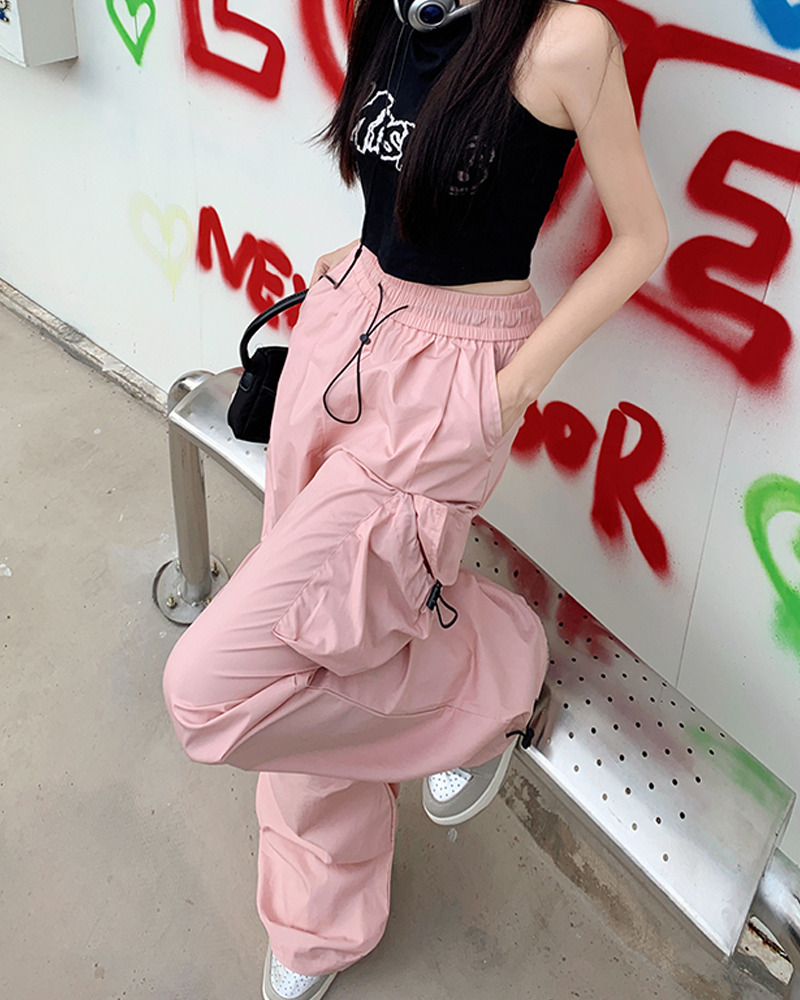 Y2K Pink Parachute Pants - 90S Grunge, Retro Summer Outfits, Y2K Club & Party Fashion