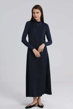 Y2K Satin Maxi Dress & Ribbed Mock Neck Top - 90S Grunge, Retro, Pastel Goth, High Quality