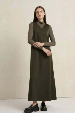 Y2K Satin Maxi Dress & Ribbed Mock Neck Top - 90S Grunge, Retro, Pastel Goth, High Quality