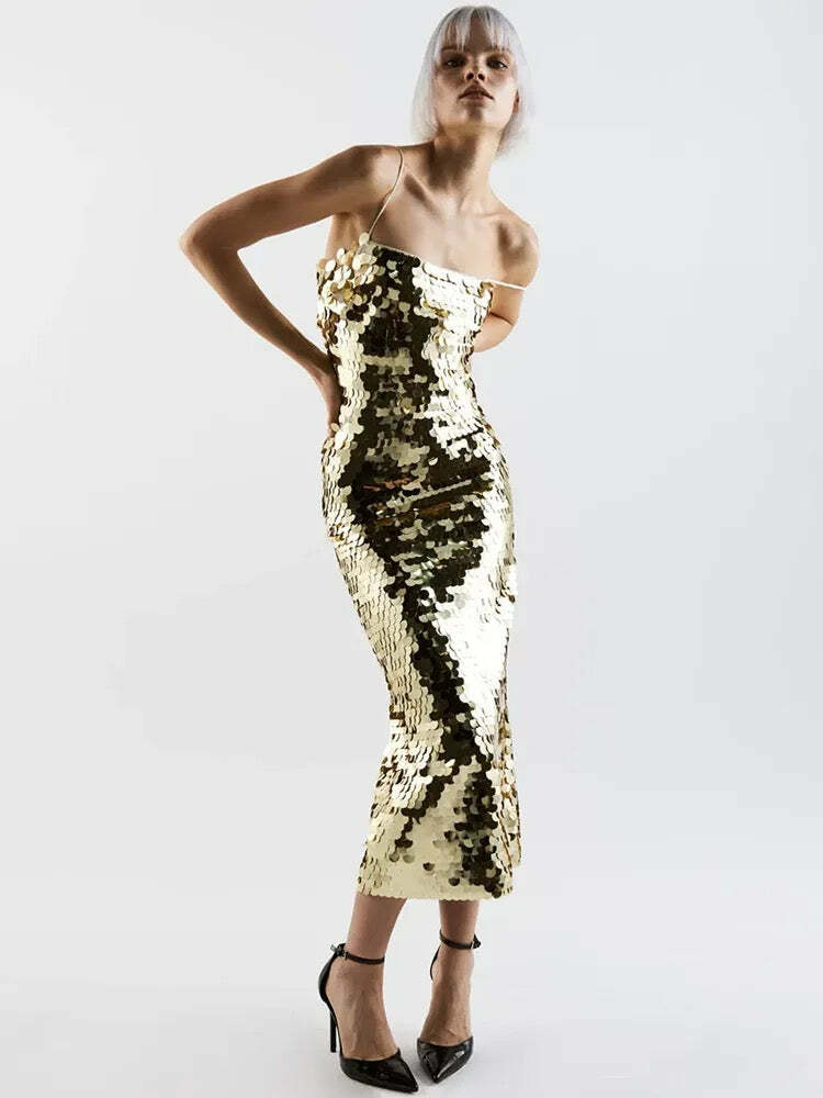 Y2K Sequin Maxi Dress - Retro 90S Grunge, Party & Club Outfits, Summer Y2K Fashion Y2K Sequin Maxi Dress - Retro 90S Grunge, Party & Club Outfits, Summer Y2K Fashion