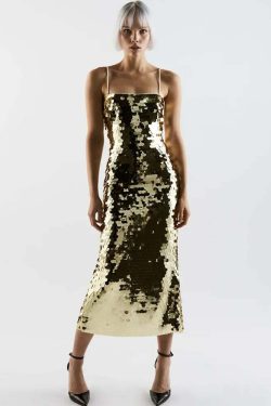 Y2K Sequin Maxi Dress - Retro 90S Grunge, Party & Club Outfits, Summer Y2K Fashion