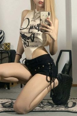 Y2K Sexy Bandage Denim Shorts - Retro 90S Grunge Harajuku Streetwear Punk Gothic Summer Fashion