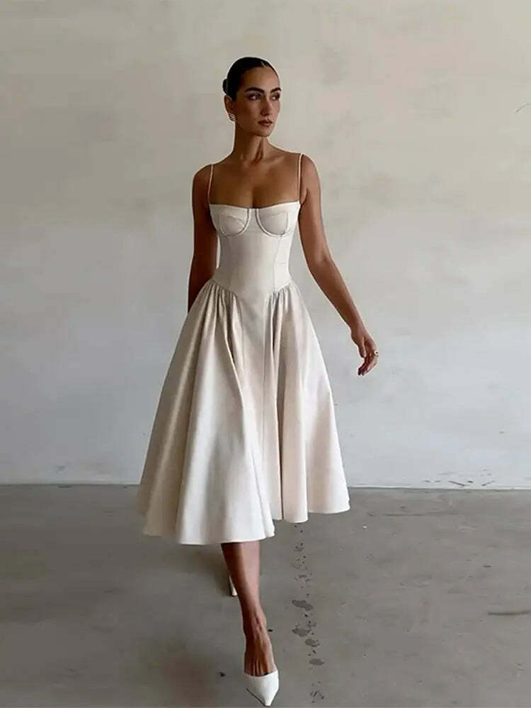 Y2K Sexy Solid Spaghetti Strap Pleated Backless Midi Dress - Elegant Grunge Party Outfit Y2K Sexy Solid Spaghetti Strap Pleated Backless Midi Dress - Elegant Grunge Party Outfit