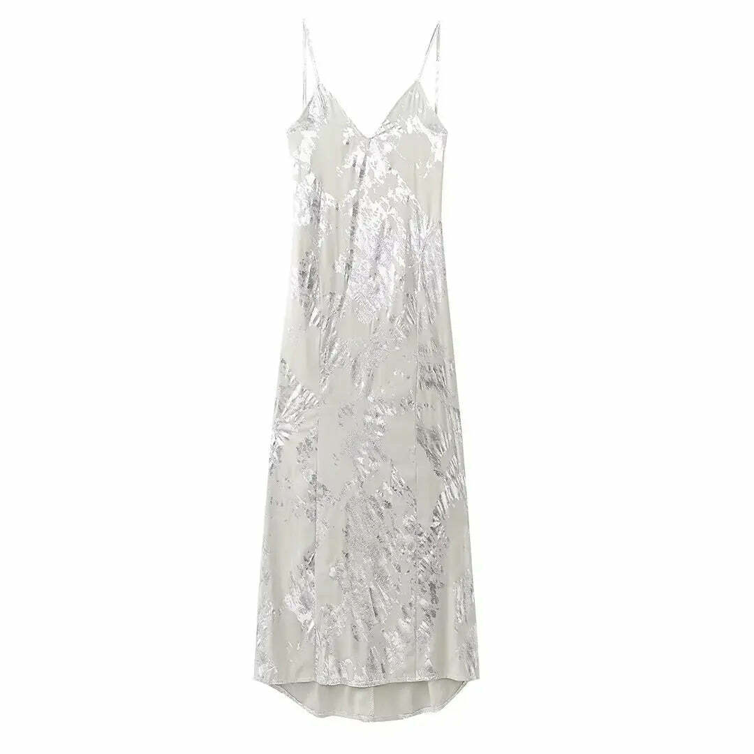 Y2K Sexy Spaghetti Straps Backless Party Dress - 90S Grunge Elegant Metal Long Evening Dress Y2K Sexy Spaghetti Straps Backless Party Dress - 90S Grunge Elegant Metal Long Evening Dress