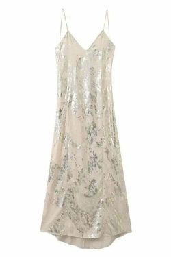 Y2K Sexy Spaghetti Straps Backless Party Dress - 90S Grunge Elegant Metal Long Evening Dress