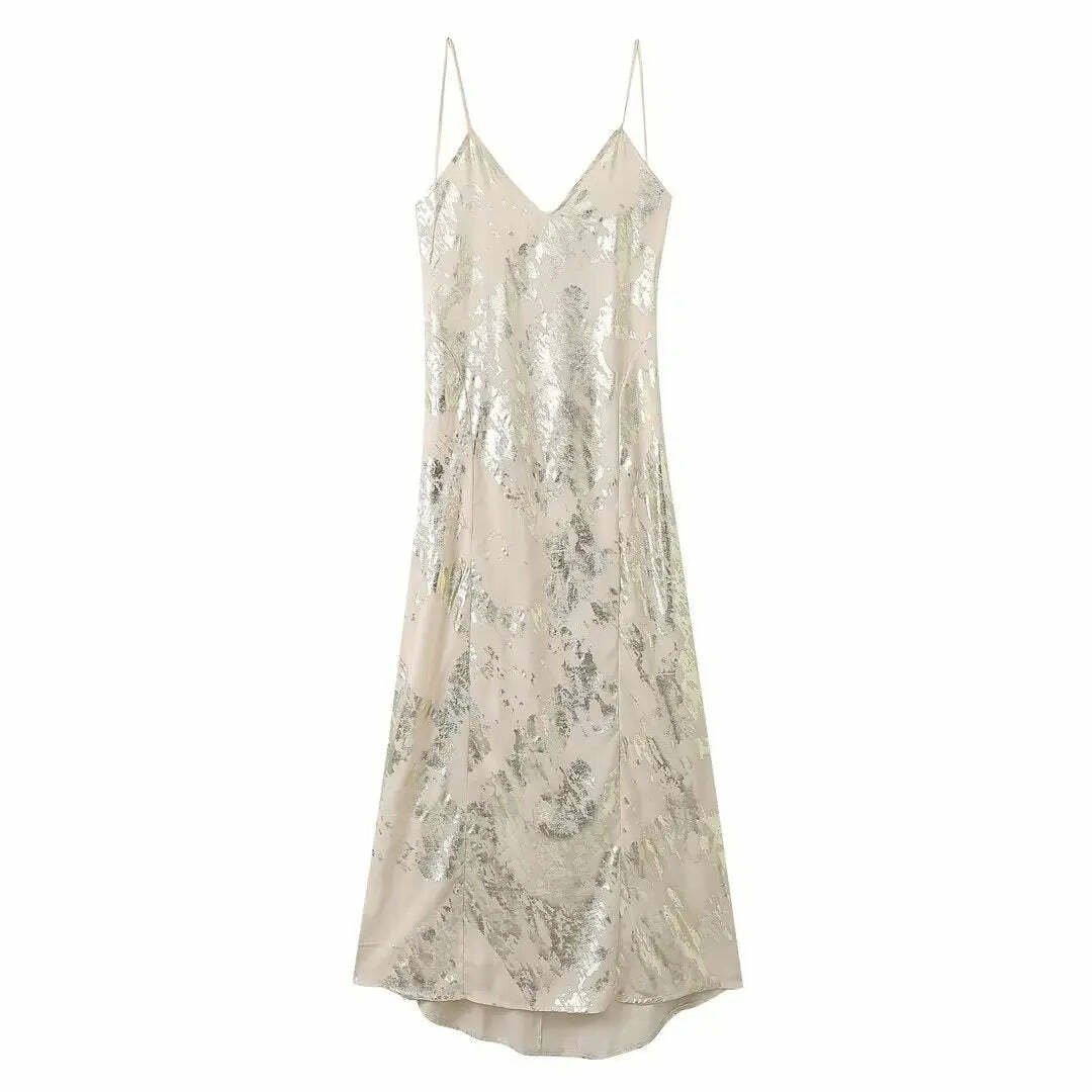 Y2K Sexy Spaghetti Straps Backless Party Dress - 90S Grunge Elegant Metal Long Evening Dress Y2K Sexy Spaghetti Straps Backless Party Dress - 90S Grunge Elegant Metal Long Evening Dress