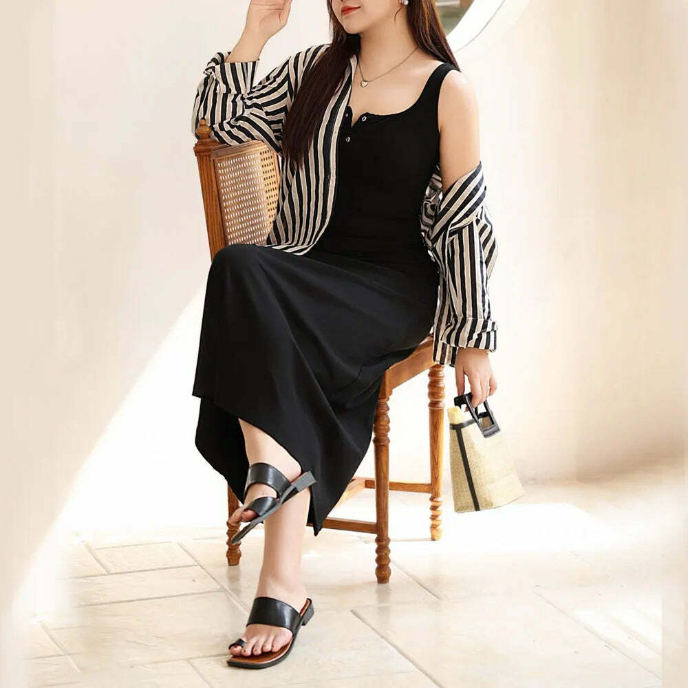 Y2K Square Collar Button-Down Knitted Dress, Slim Waist, French Wide Strap, Summer Grunge Outfit Y2K Square Collar Button-Down Knitted Dress, Slim Waist, French Wide Strap, Summer Grunge Outfit