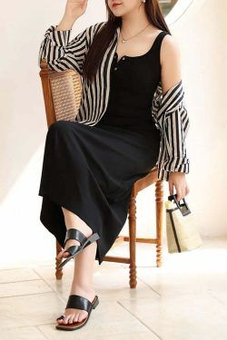 Y2K Square Collar Button-Down Knitted Dress, Slim Waist, French Wide Strap, Summer Grunge Outfit