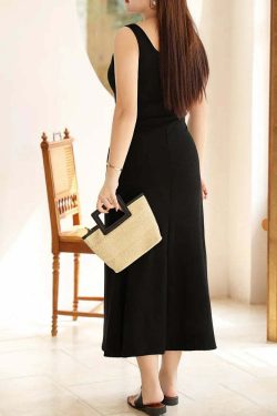 Y2K Square Collar Button-Down Knitted Dress, Slim Waist, French Wide Strap, Summer Grunge Outfit