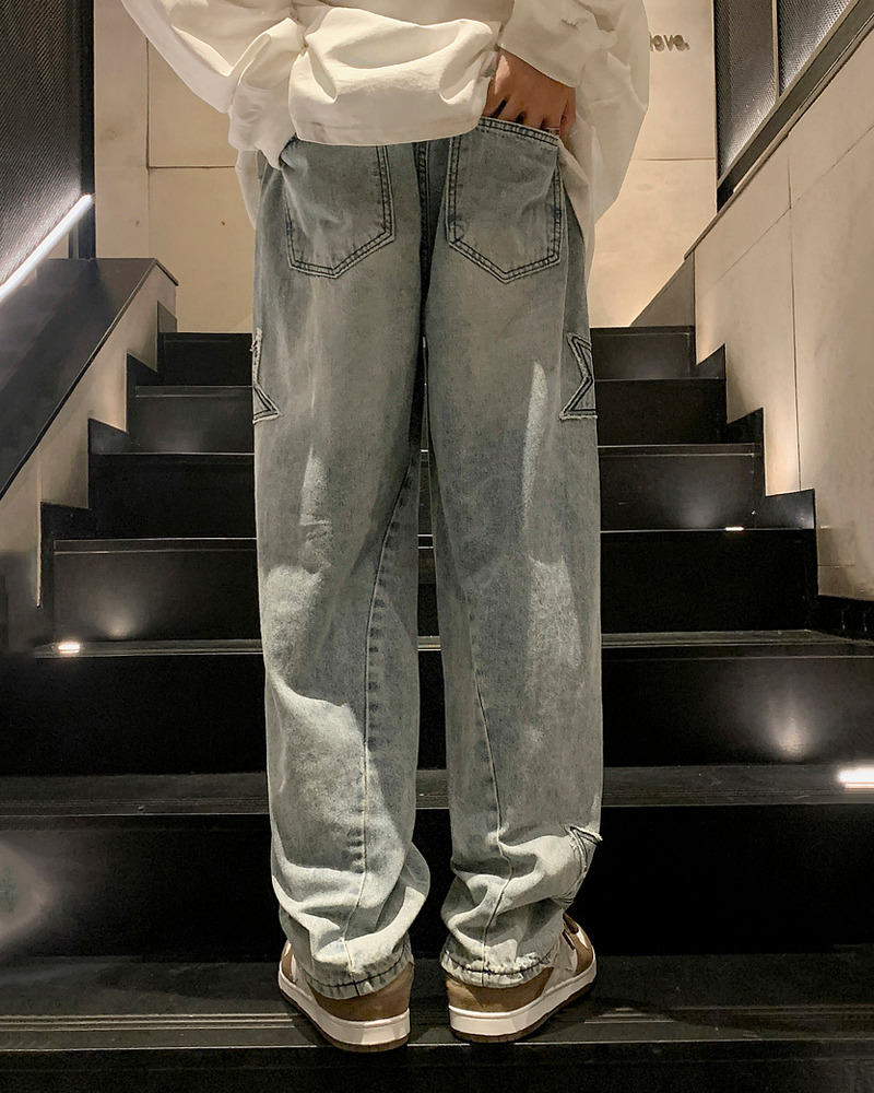 Y2K Star Embroidered Jeans - 90S Grunge, Retro Summer, Pastel Goth, Hip Hop Fashion Y2K Star Embroidered Jeans - 90S Grunge, Retro Summer, Pastel Goth, Hip Hop Fashion