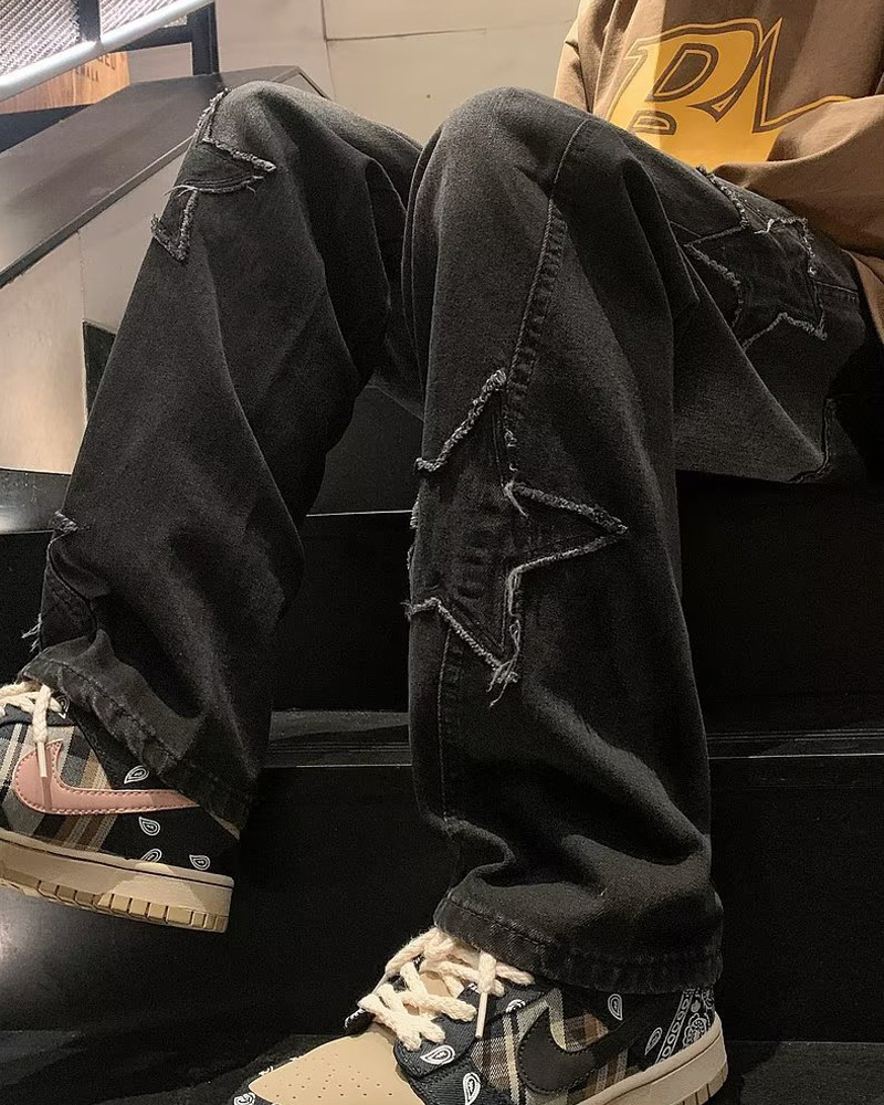 Y2K Star Embroidered Jeans - 90S Grunge, Retro Summer, Pastel Goth, Hip Hop Fashion Y2K Star Embroidered Jeans - 90S Grunge, Retro Summer, Pastel Goth, Hip Hop Fashion