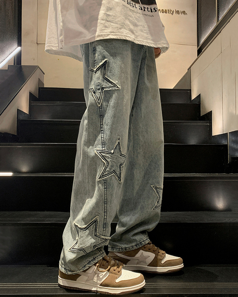Y2K Star Embroidered Jeans - 90S Grunge, Retro Summer, Pastel Goth, Hip Hop Fashion Y2K Star Embroidered Jeans - 90S Grunge, Retro Summer, Pastel Goth, Hip Hop Fashion