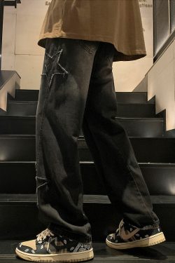 Y2K Star Embroidered Jeans - 90S Grunge, Retro Summer, Pastel Goth, Hip Hop Fashion