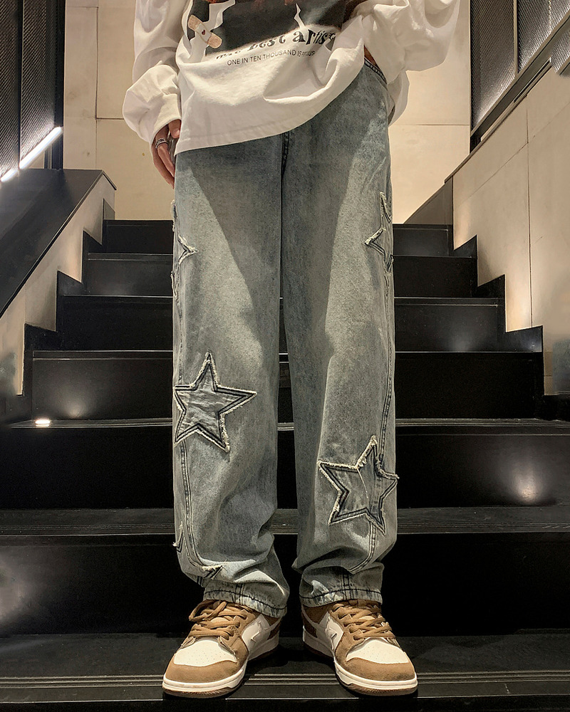 Y2K Star Embroidered Jeans - 90S Grunge, Retro Summer, Pastel Goth, Hip Hop Fashion Y2K Star Embroidered Jeans - 90S Grunge, Retro Summer, Pastel Goth, Hip Hop Fashion