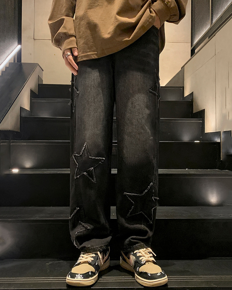 Y2K Star Embroidered Jeans - 90S Grunge, Retro Summer, Pastel Goth, Hip Hop Fashion Y2K Star Embroidered Jeans - 90S Grunge, Retro Summer, Pastel Goth, Hip Hop Fashion