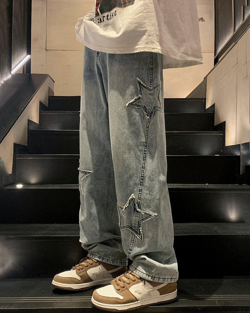 Y2K Star Embroidered Jeans - 90S Grunge, Retro Summer, Pastel Goth, Hip Hop Fashion Y2K Star Embroidered Jeans - 90S Grunge, Retro Summer, Pastel Goth, Hip Hop Fashion