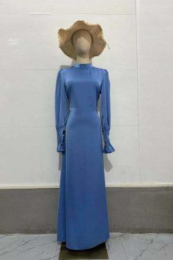 Y2K Summer Abaya Dress - Slim Fit Petal Sleeve Satin Robe, 90S Grunge Party Outfit, Dubai Style