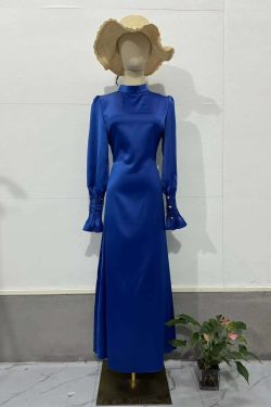 Y2K Summer Abaya Dress - Slim Fit Petal Sleeve Satin Robe, 90S Grunge Party Outfit, Dubai Style