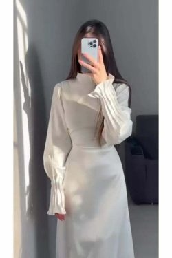 Y2K Summer Abaya Dress - Slim Fit Petal Sleeve Satin Robe, 90S Grunge Party Outfit, Dubai Style