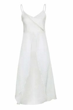 Y2K Summer Beach Dress - White Cross V-Neck Sleeveless Top, Spicy Girl Y2K Fashion Outfit