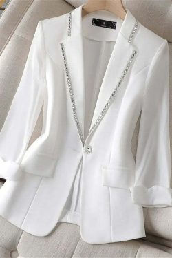 Y2K Summer Blazer: 90S Grunge White Sunscreen Jacket, Retro Black Cardigan, Korean Fashion