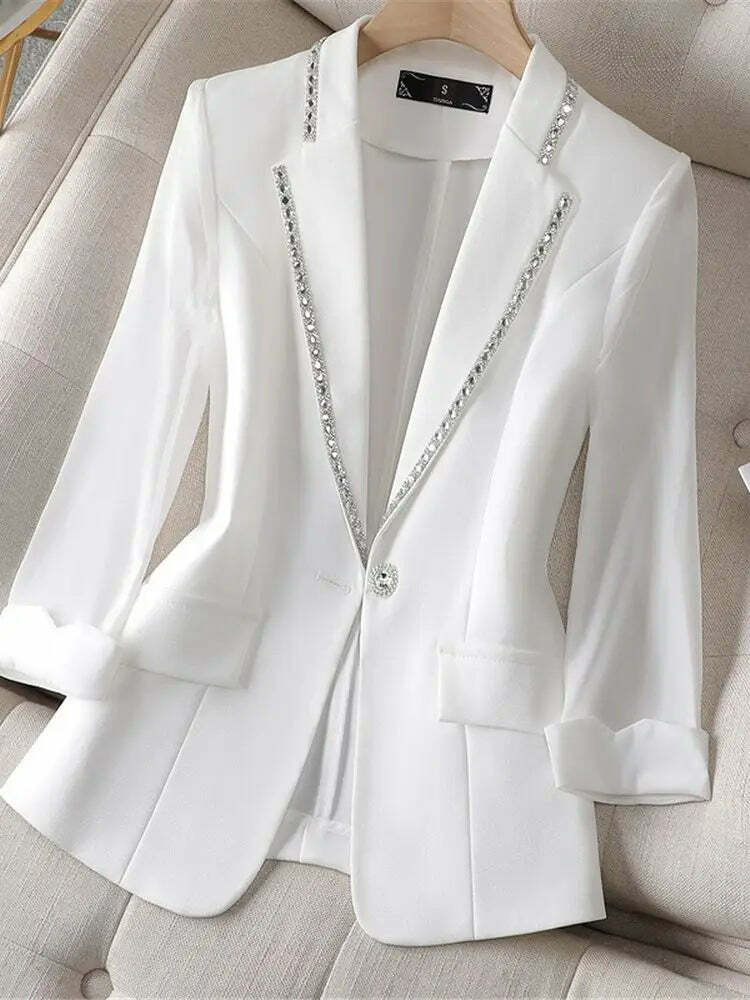 Y2K Summer Blazer: 90S Grunge White Sunscreen Jacket, Retro Black Cardigan, Korean Fashion Y2K Summer Blazer: 90S Grunge White Sunscreen Jacket, Retro Black Cardigan, Korean Fashion