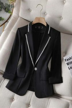 Y2K Summer Blazer: 90S Grunge White Sunscreen Jacket, Retro Black Cardigan, Korean Fashion