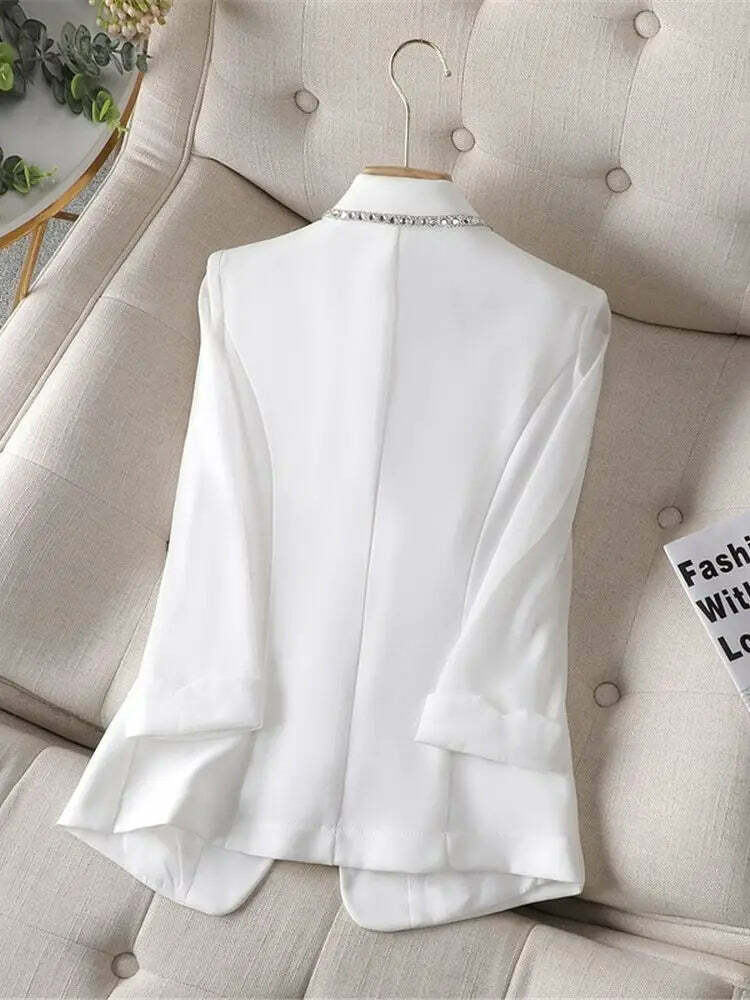 Y2K Summer Blazer: 90S Grunge White Sunscreen Jacket, Retro Black Cardigan, Korean Fashion Y2K Summer Blazer: 90S Grunge White Sunscreen Jacket, Retro Black Cardigan, Korean Fashion