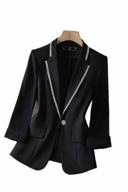 Y2K Summer Blazer: 90S Grunge White Sunscreen Jacket, Retro Black Cardigan, Korean Fashion