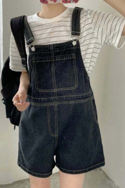 Y2K Summer Blue Denim Shorts - Loose Wide Leg Korean Jumpsuit For Women, 90S Grunge Streetwear