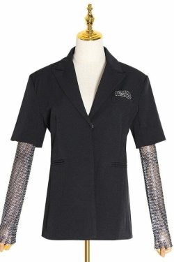 Y2K Summer Bordeaux Blazer - 90S Grunge, Retro Style, Y2K Party & Club Outfits, Pastel Goth