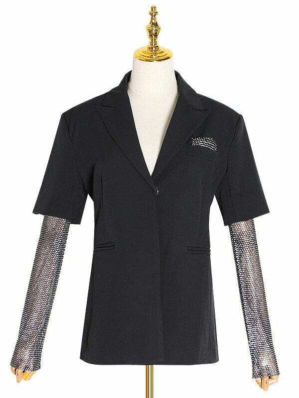 Y2K Summer Bordeaux Blazer - 90S Grunge, Retro Style, Y2K Party & Club Outfits, Pastel Goth Y2K Summer Bordeaux Blazer - 90S Grunge, Retro Style, Y2K Party & Club Outfits, Pastel Goth