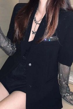 Y2K Summer Bordeaux Blazer - 90S Grunge, Retro Style, Y2K Party & Club Outfits, Pastel Goth