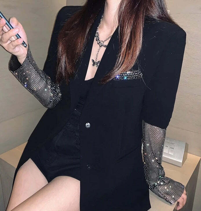 Y2K Summer Bordeaux Blazer - 90S Grunge, Retro Style, Y2K Party & Club Outfits, Pastel Goth Y2K Summer Bordeaux Blazer - 90S Grunge, Retro Style, Y2K Party & Club Outfits, Pastel Goth