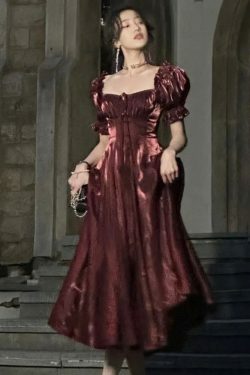 Y2K Summer Burgundy A-Line Dress - Vintage 90S Grunge Party Outfit, Elegant Prom Vestidos