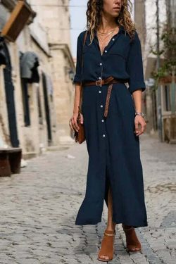 Y2K Summer Button Side Split Long Dress - Casual Loose Midi, 90S Grunge, Retro Style, Pastel Goth