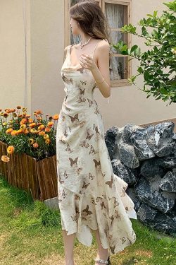 Y2K Summer Chiffon Bow Sling Dress - Elegant Ruffled Mermaid Bodycon Beach Outfit Women