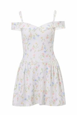 Y2K Summer Floral Dress - Vintage 90S Grunge Harajuku Palace Sweet Slim Fit Women'S Clothing