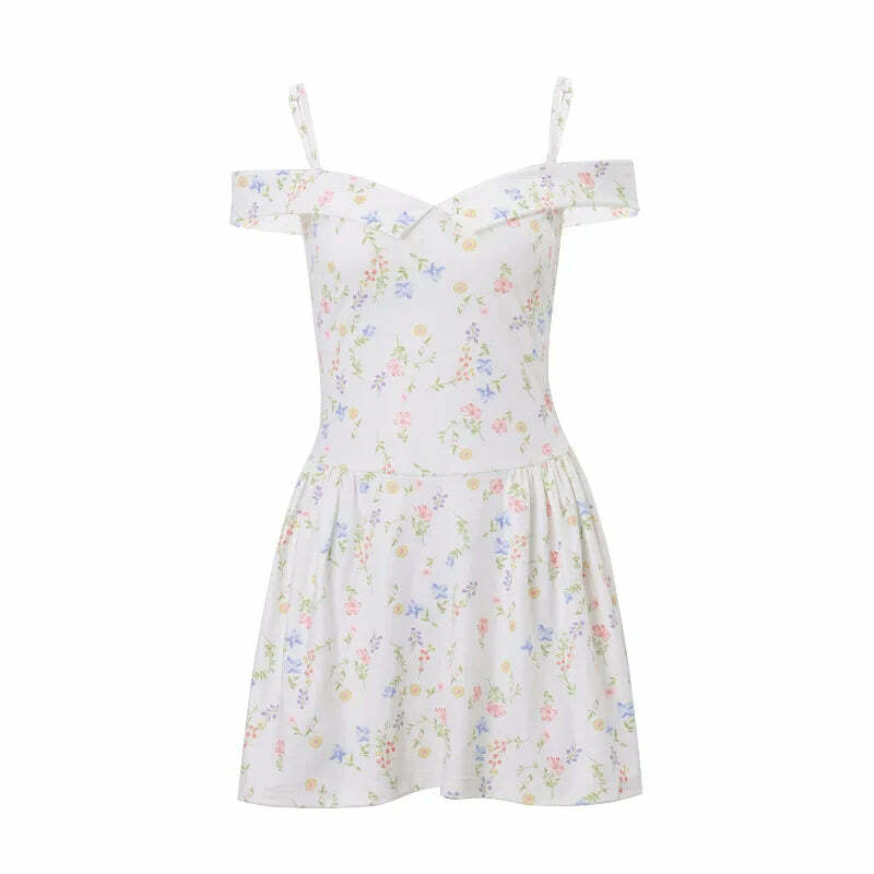 Y2K Summer Floral Dress - Vintage 90S Grunge Harajuku Palace Sweet Slim Fit Women'S Clothing