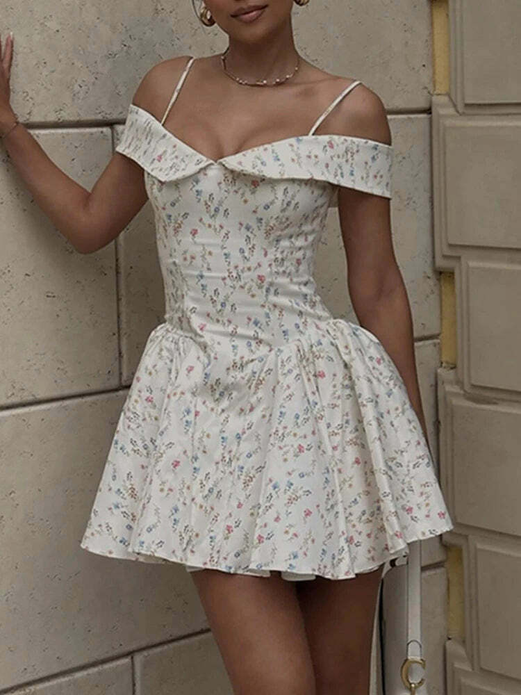 Y2K Summer Floral Dress - Vintage 90S Grunge Harajuku Palace Sweet Slim Fit Women'S Clothing