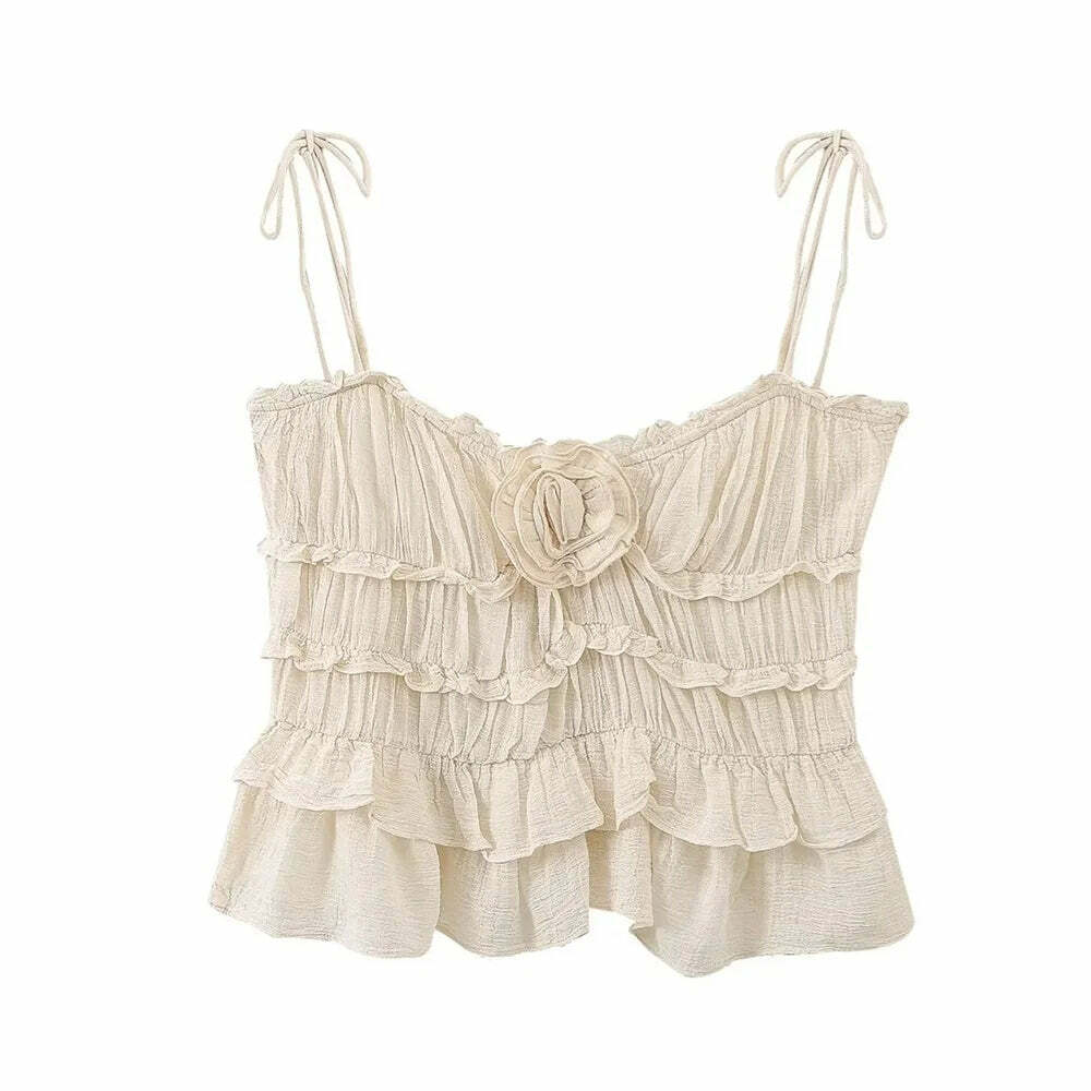 Y2K Summer Flower Layered Strap Top - Retro 90S Grunge, Pastel Goth, And Y2K Fashion Essentials