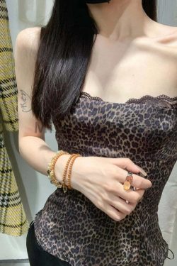 Y2K Summer Gothic Grunge Leopard Lace Camisole - Sexy Slim Sleeveless Top For Women