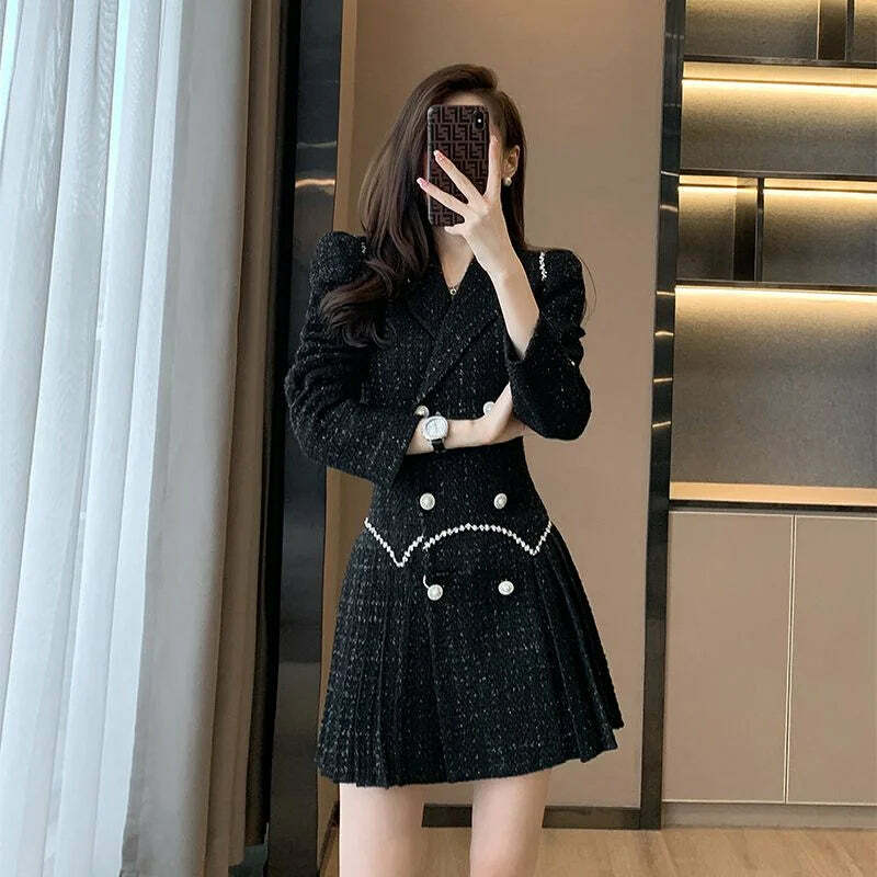 Y2K Summer Grunge A-Line Blazer Dress - Retro 90S Celebrity Style, Slim Fit, White Mid-Length Y2K Summer Grunge A-Line Blazer Dress - Retro 90S Celebrity Style, Slim Fit, White Mid-Length