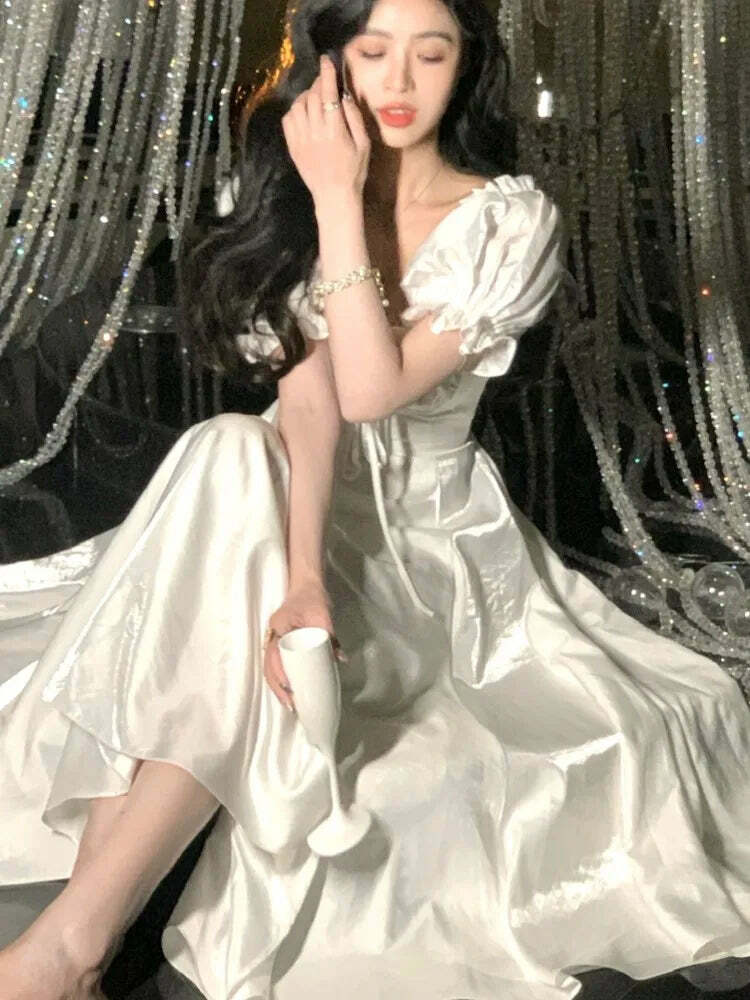 Y2K Summer Grunge A-Line Dress - Elegant Evening Party, Prom, Retro 90S Fashion, Korean Style