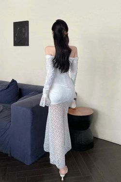 Y2K Summer Grunge Fairy Lace Dress - Elegant Pure Color Slim Fit Retro 90S Style